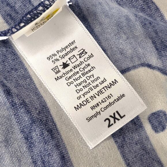 LuLaRoe Gigi T 2XL Disney Frozen Olaf Blue White Striped Winter Snowflake Tee - Picture 4 of 8